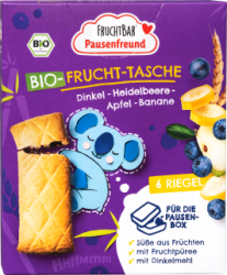 【dm】Kindersnack Pausenfreund Frucht-Tasche, Dinkel, Blaubeere, Apfel, Banane ab 3 Jahren (6x22 g), 132 g