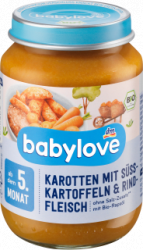 【dm】Menü Karotten mit Süßkartoffeln und Rind ab dem 5.Monat, 190 g