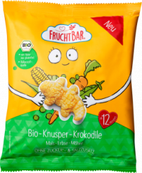 【dm】Kindersnack Knusper-Krokodile mit Mais, Erbse, Möhre, ab 12 Monaten, 30 g