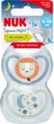 【dm】Schnuller Space Night Silikon, blau/mint, 6-18 Monate, 2 St