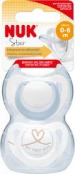 【dm】Schnuller Star Silikon, blau/weiß, Gr.1, 0-6 Monate, 2 St