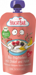 【dm】Quetschie Früchtebrei Hafer & Dinkel Brombeere, Himbeere, Banane & Kokosmilch ab 6 Monaten, 120 g