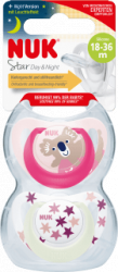 【dm】Schnuller Star Day & Night Silikon, pink/weiß, Gr.3, 18-36 Monate, 2 St