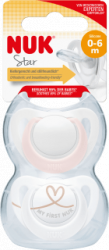 【dm】Schnuller Star Silikon, rosa/weiß, Gr.1, 0-6 Monate, 2 St