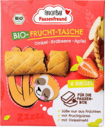 【dm】Kindersnack Pausenfreund Frucht-Tasche, Dinkel, Erdbeere, Apfel ab 3 Jahren (6x22 g), 132 g