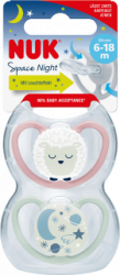 【dm】Schnuller Space Night Silikon, lila/mint, 6-18 Monate, 2 St