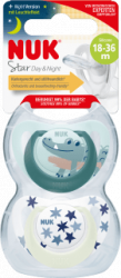 【dm】Schnuller Star Day & Night Silikon, grün/blau, Gr.3, 18-36 Monate, 2 St