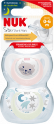 【dm】Schnuller Star Day & Night Silikon, rosa/hellblau, Gr.1, 0-6 Monate, 2 St
